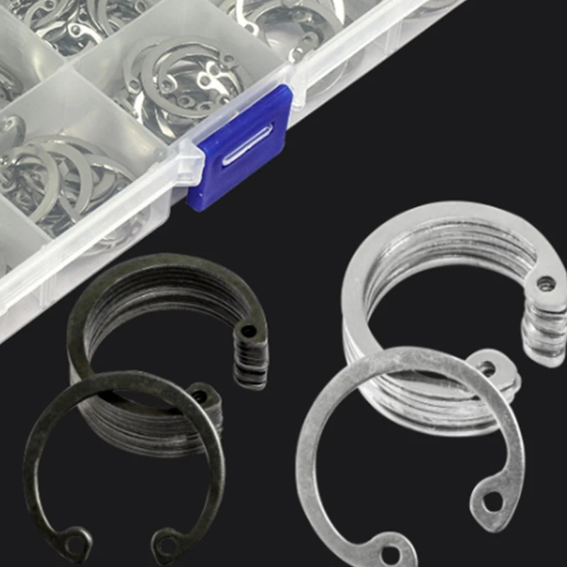 445 قطعة C نوع إحكام داخلي الاحتفاظ خواتم مجموعة متنوعة ل ثقب بحلقة إحكام المفاجئة خواتم أسود-A73M