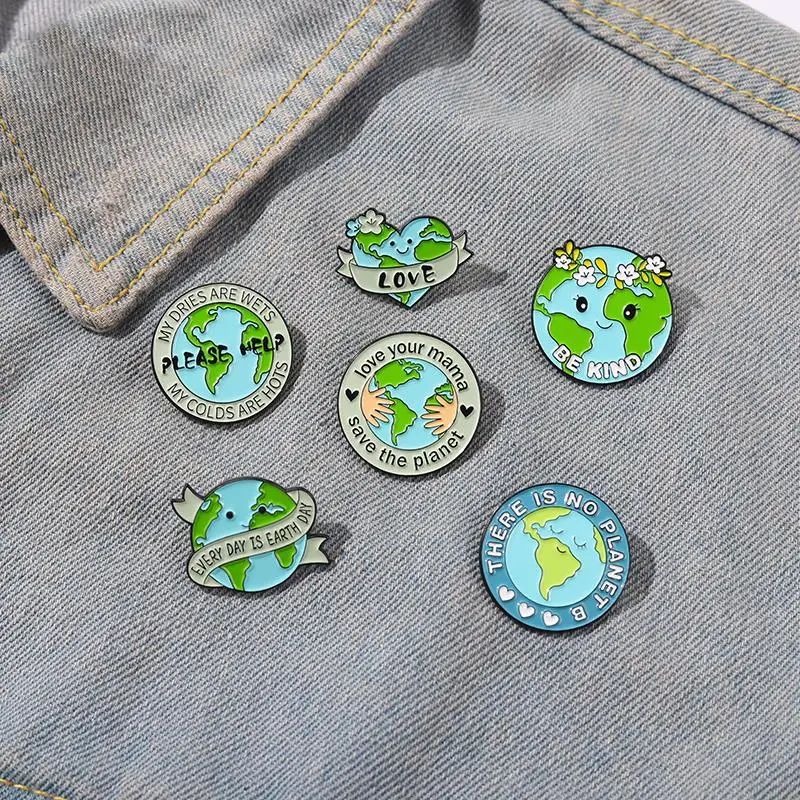 Please Help Earth Enamel Pin Custom Be Kind Hug Earth No Planet B Brooches Lapel Pin Badge Environment Jewelry Gifts For Kids