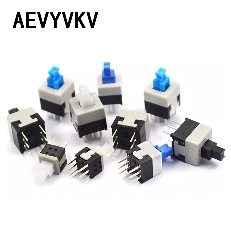 10PCS/LOT 5.8x5.8 7x7 8x8 8.5x8.5mm Self Locking / UNlock Push Tactile Power Micro Switch Kit 6 Pin Button Switches