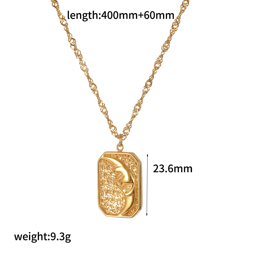 TD Retro Classic 316L Edelstahl Stern-Mond-Anhänger Halskette Unisex Modeschmuck Geschenk-Accessoire – Detail 8