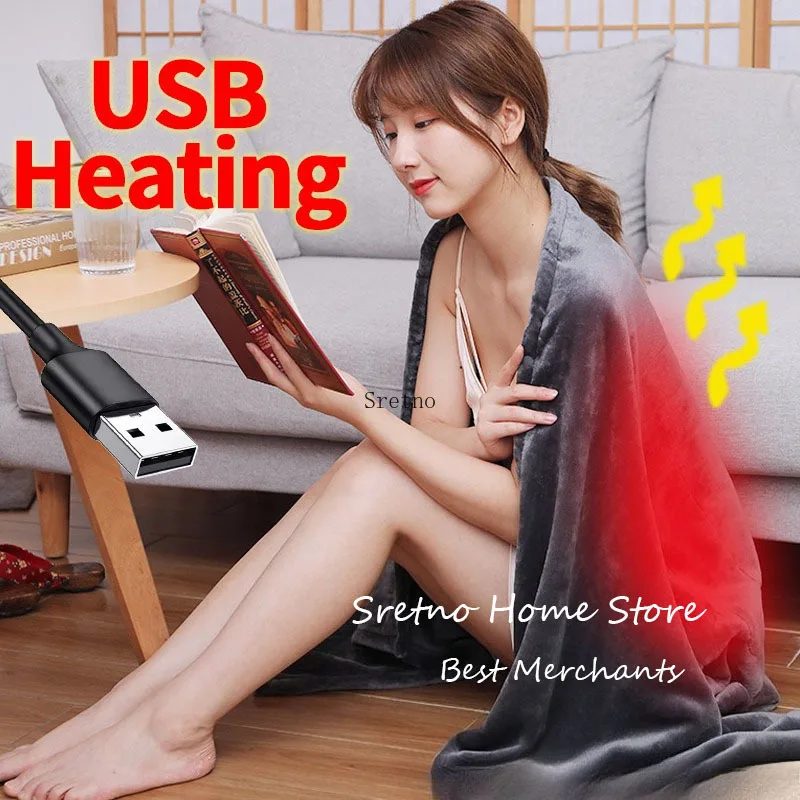 

SRETNO USB Electric Blanket Car Mounted 5V Dormitory Outdoor Plush Electric Heating Pad Winter Warmth Electric Heated Shawl