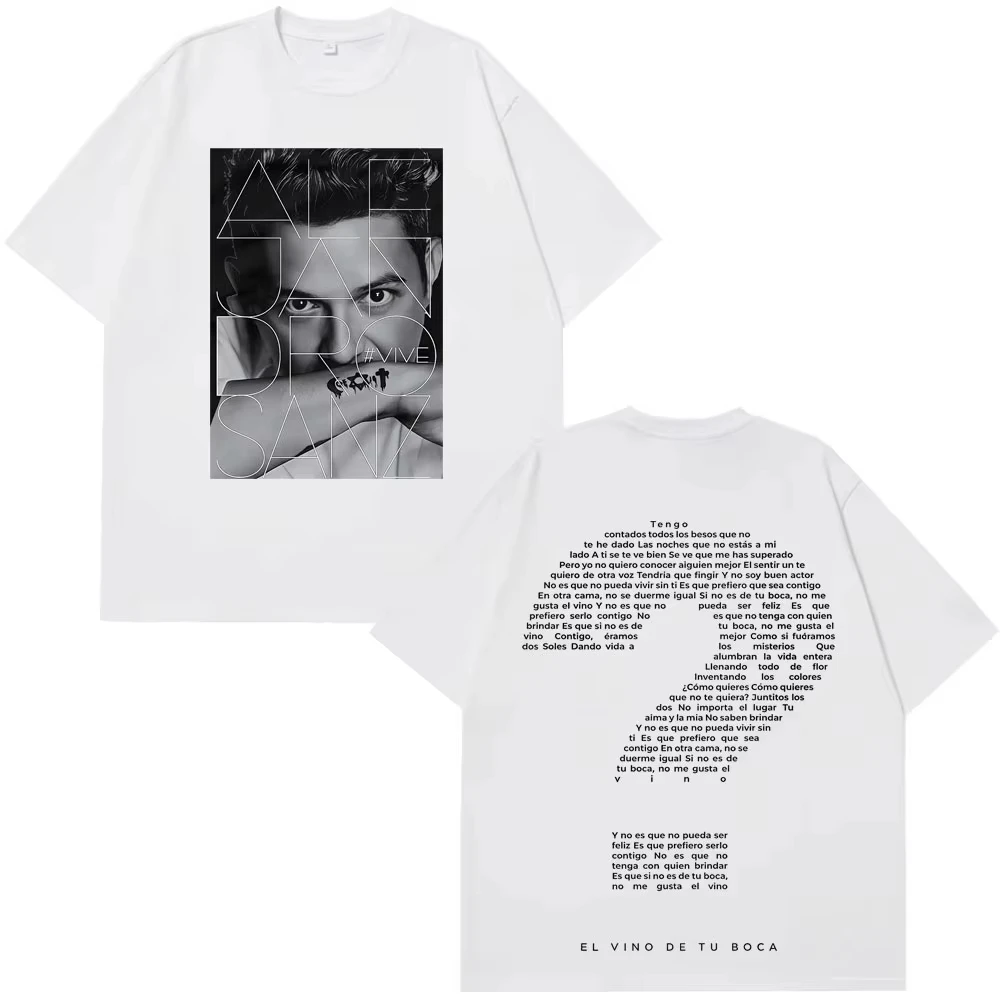 Singer Alejandro Sanz Graphic Cotton Unisex Shirt 2026 Summer New Men's Fashion Y2k Short Sleeve Classic Tshirt Fan Gift
