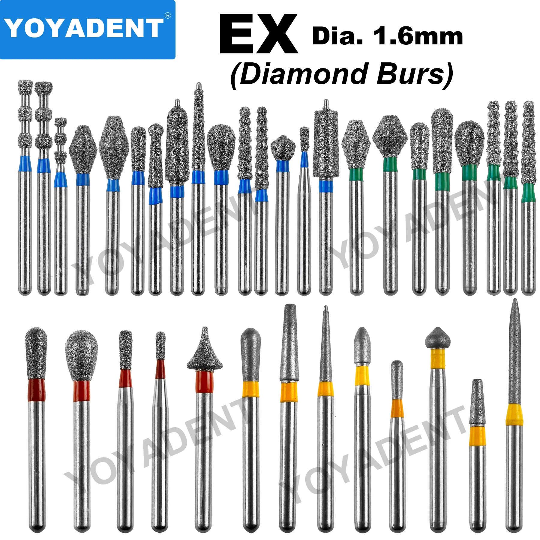 EX Type Tandheelkundige Diamantboren Tandheelkunde Aardbeien Tandheelkundige Burs voor Hoge Snelheid Handstuk Dia.1.6mm 10 stks/pak Tandarts Gereedschap