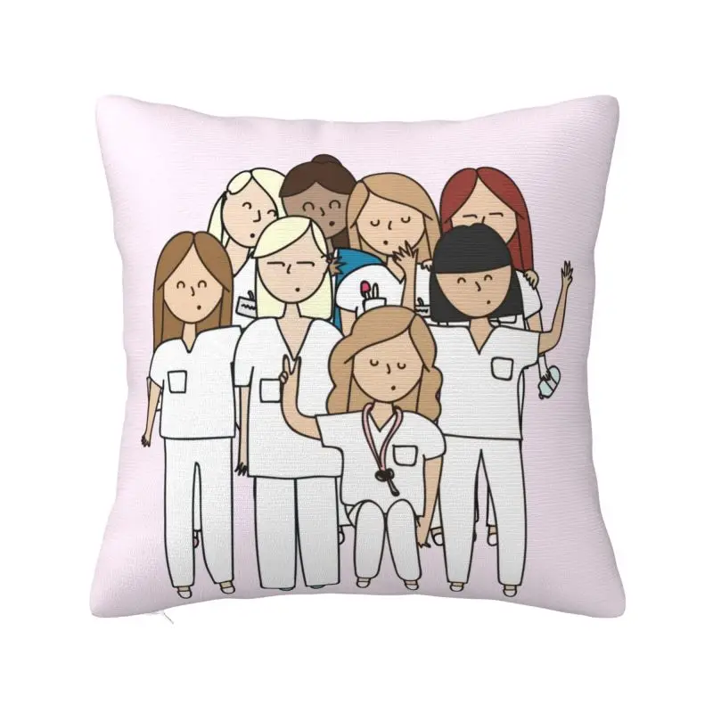 Custom Luxury Cartoon Nurse Cushion Covers 45x45cm Polyester Health Care Nursing Doctors Pillow Case for Car Square Pillowcase