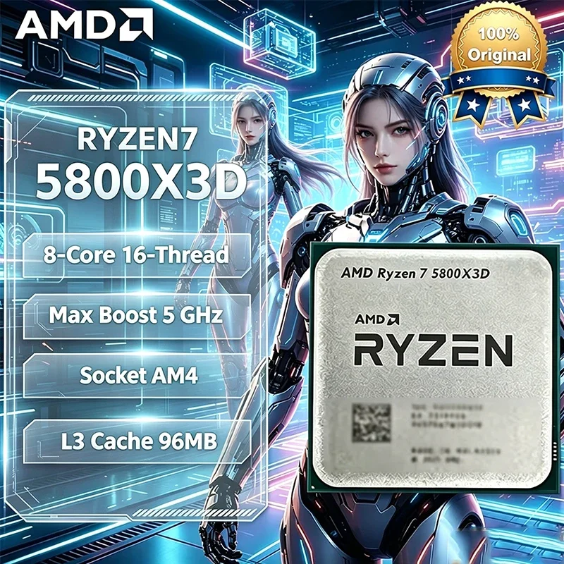 AMD Ryzen 7 R7 5800X3D Gaming Processor New Ryzen 5000 Series 5 GHz 8-Core 16-Thread CPU Processor DDR4 96 MB 105W  Loose Pie