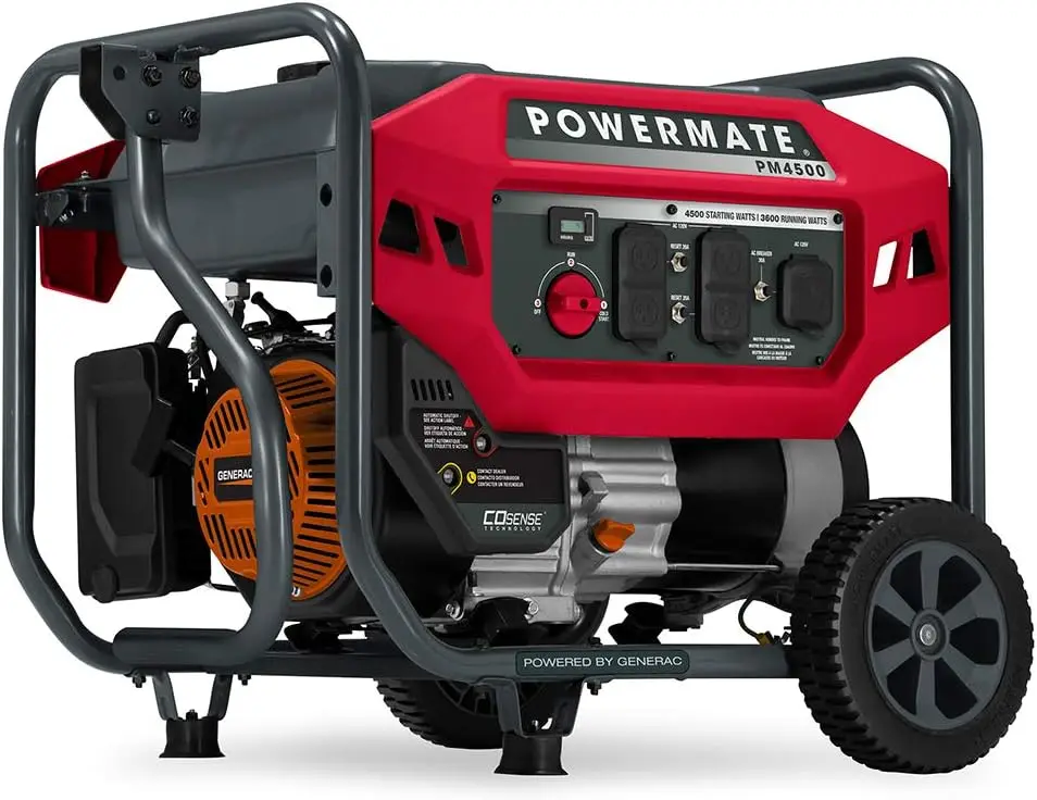 

Powermate PM4500 4,500-Watt Gas-Powered Portable Open Frame Generator - COsense Technology - Quiet Operation