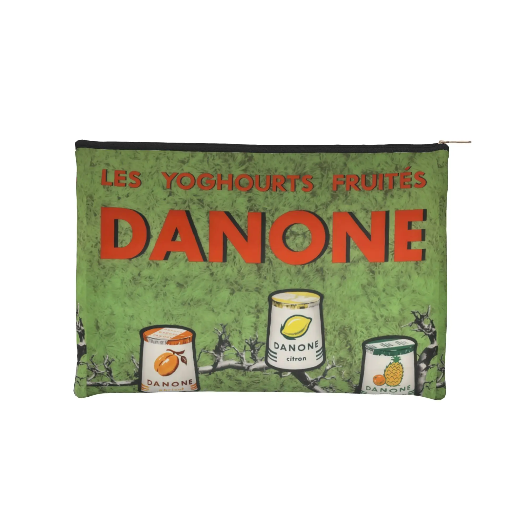 

Складная винтажная французская косметичка DDanone для фруктовых йогуртов, несессер DDanone на молнии, косметичка-органайзер