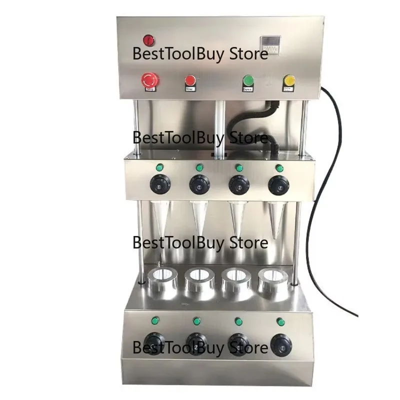 

Electric Automatic New 4 Nozzles 4 Heads Adjustable Thermostat Pizza Cone Molding Forming Baking Machine 110V/220V