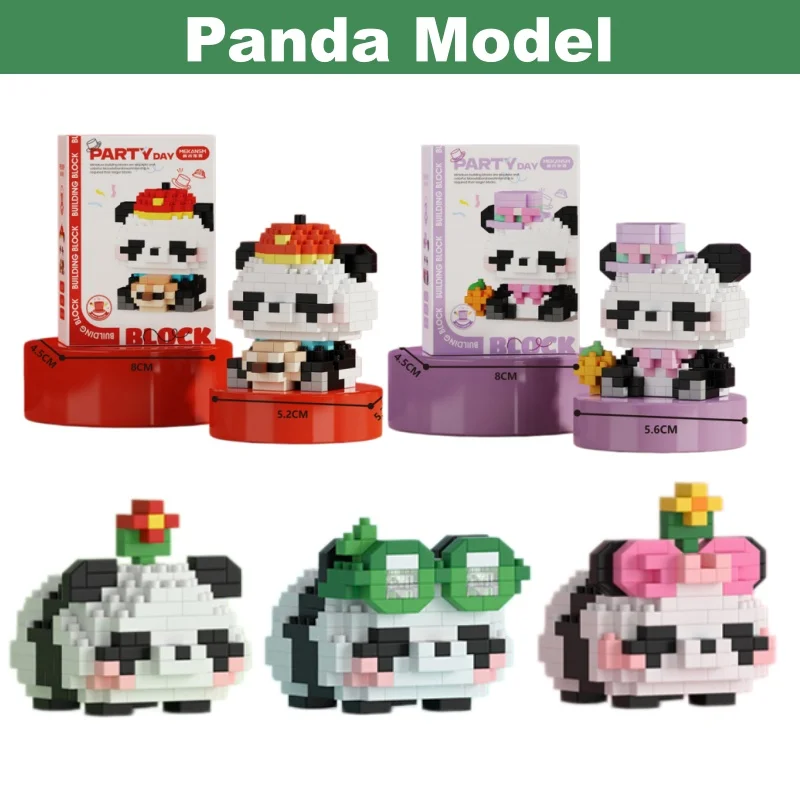 Creative Panda Mini Building Blocks for Girls Chinese Style 3D Model Mini Building Block Ornaments Character Shaped
