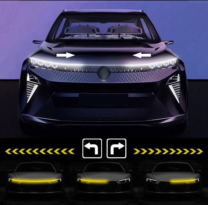 LED Auto Motorhaube Licht Mit Blinker Gelb Scan Start DRL Dynamische Tagfahrlicht Auto Dekorative Ambinet Lampe 12V – Detail 1