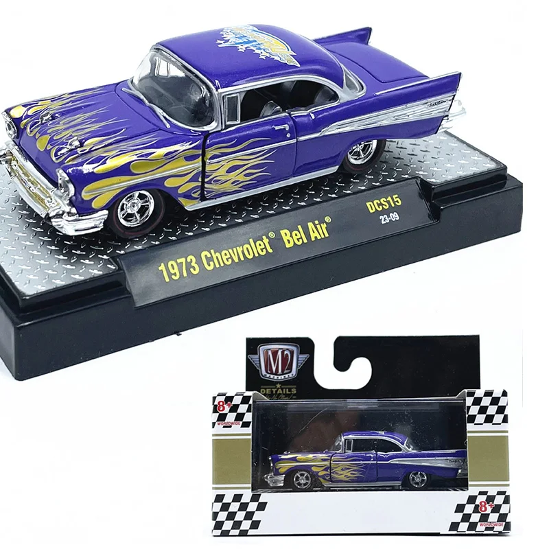 

1:64M2 Car Model 1973 BelAir Simulation Alloy Car Model Collectible Ornament New with Packaging