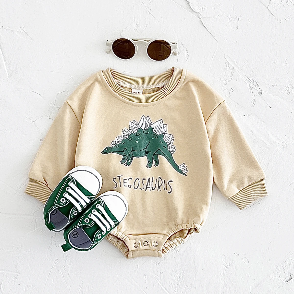 0-18M Baby Clothes Infant Bodysuits & One-pieces Cartoon Dinosaur Print Sweatshirt Romper Autumn Baby Boy Clothes Newborn Girl