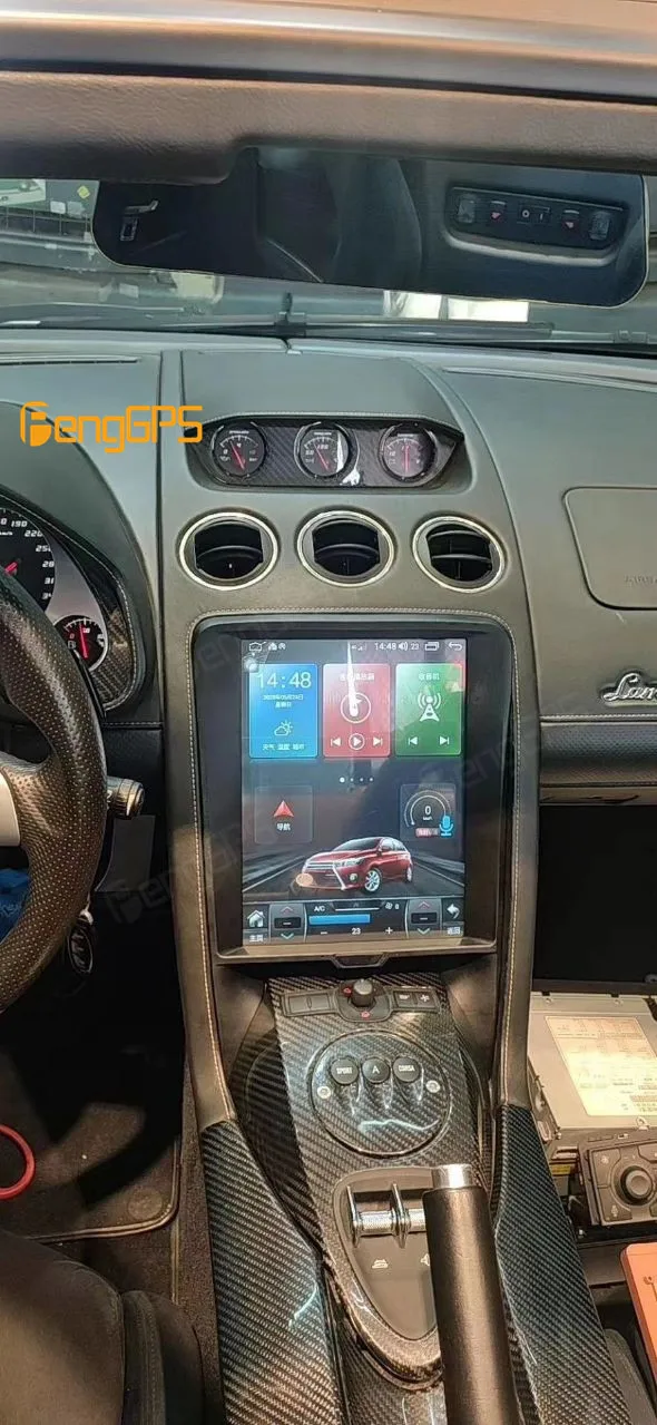 Radio Mobil layar Tesla Android 12, untuk Lamborghini Gallardo Carplay Bluetooth Navi GPS Central Multimedia Player Unit kepala Stereo