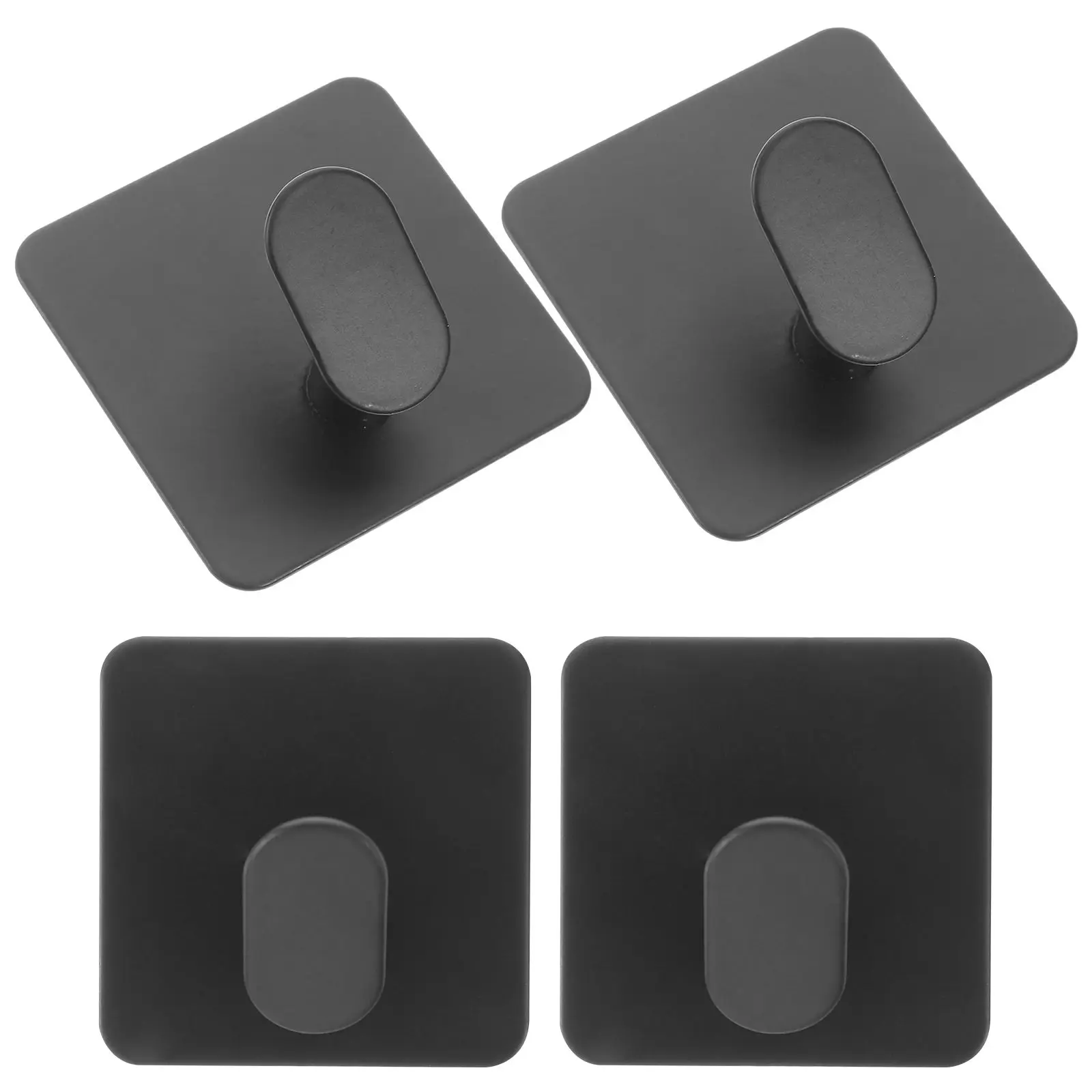 

4pcs Square Wall Hooks Stainless Steel Bathroom Towel Holders for Hanging Keys Coat Bags Easy Installation Black