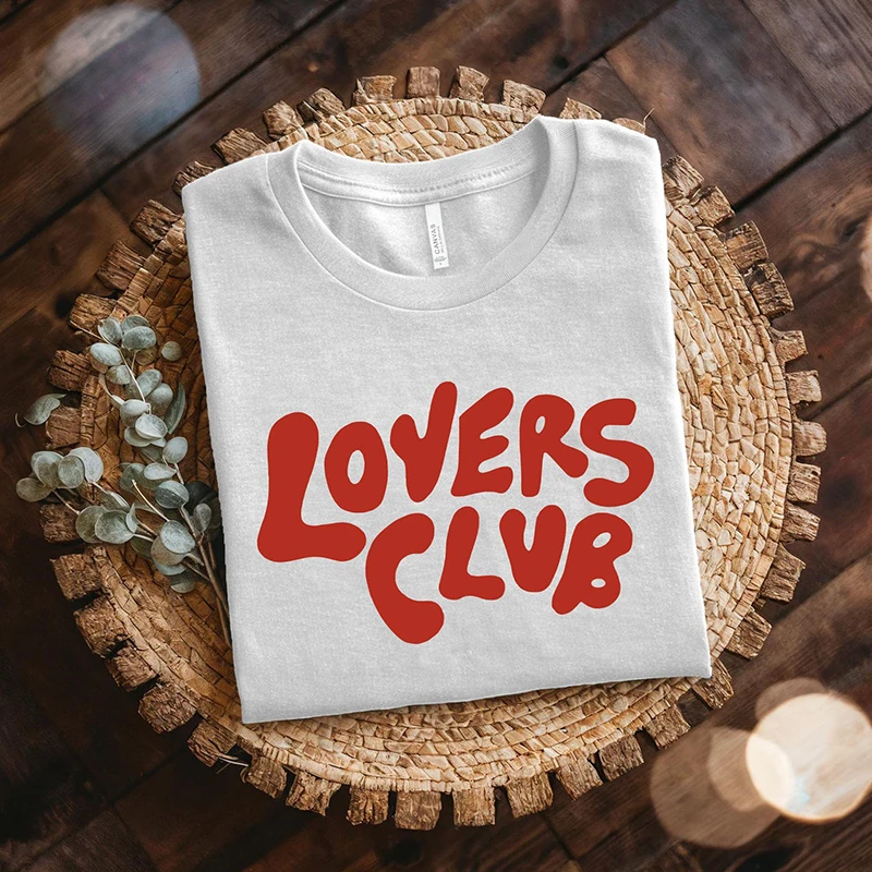 Lovers Club Graphic T Shirts for Women Harjuku Cotton Summer Fashion T-shirt 90s Grunge Kawaii Clothes Vintage Lady Tshirt