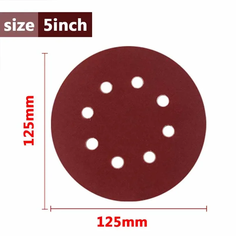 8 Hole Sandpaper Metal Glass Car Alumina Sanding Pad Sanding Sheet Polishing Sand Paper Woodworking Grinding Disc Polishing Tool