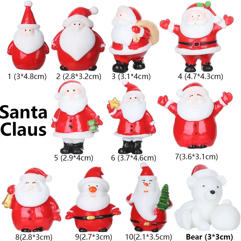 1PC Toys Mini Gift Deer Home Decorations Fairy Garden Miniature Snowman Christmas Figurines Santa Claus Xmas Tree