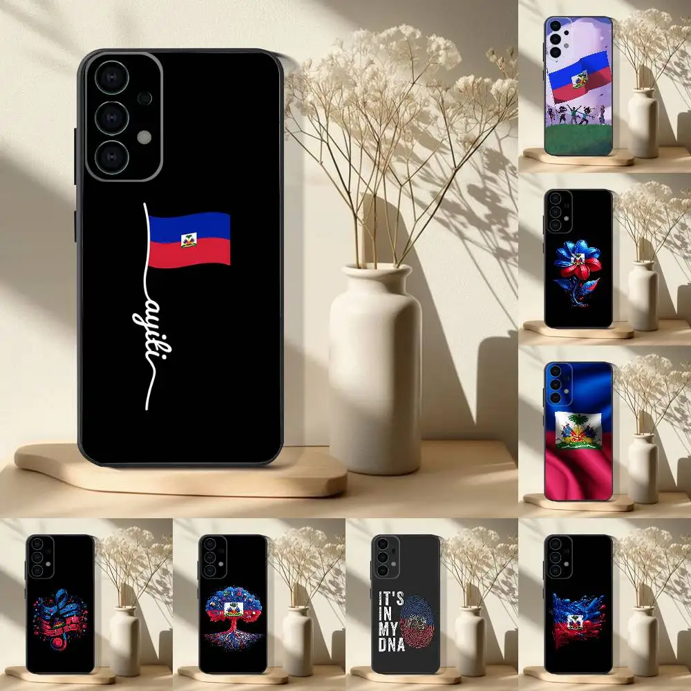 

Phone Case For Samsung S 25,24,23,22,30,21,10,9,Ultra,Plus,Lite,FE,4,5G Haiti H-Haitian Flag Black Soft Case