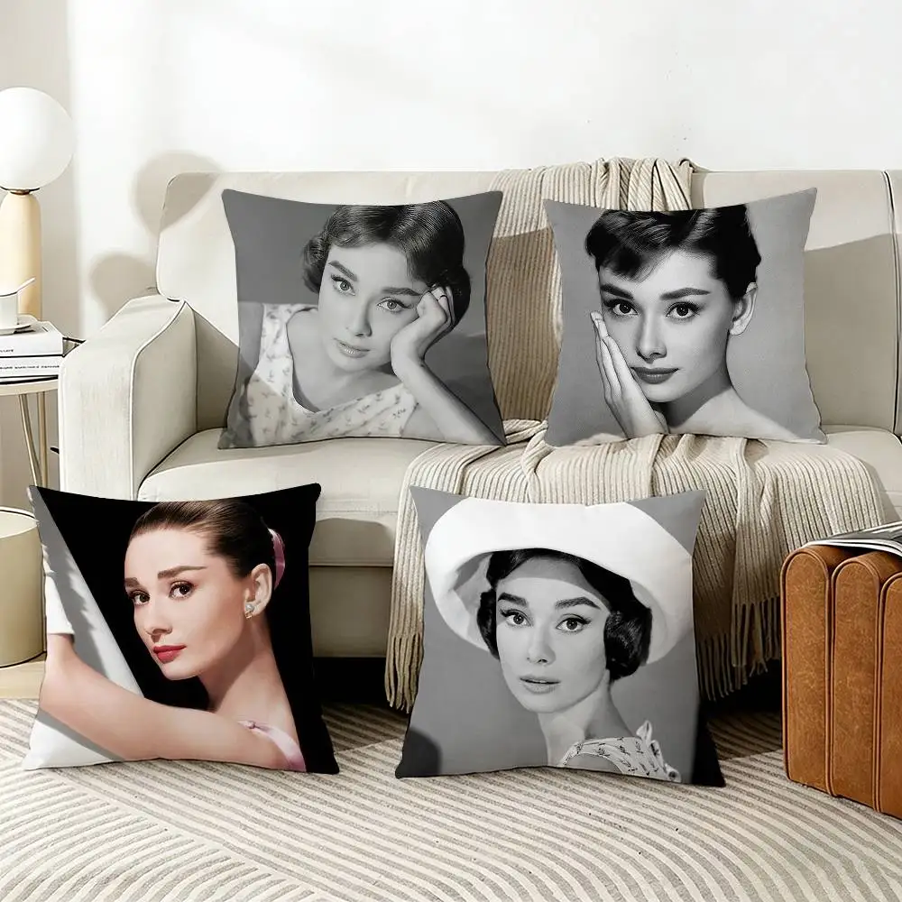 A-Audrey H-Hepburn Various Sizes Square Pillow Case For Car Home Bedchamber Decor