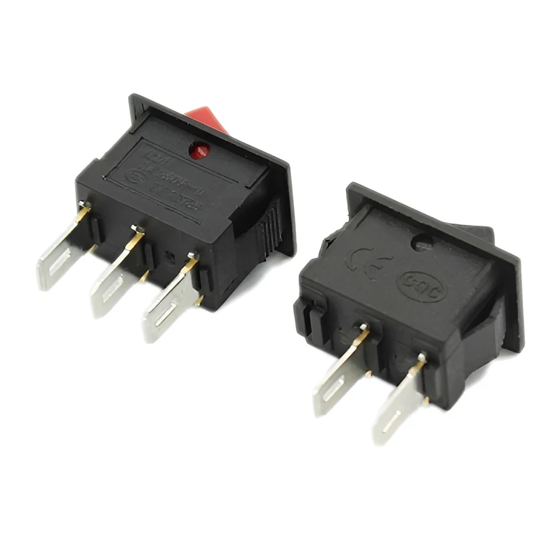 15 Stück Kleiner Wippschalter Kcd11 10x15mm Schwarz Rot und Weiß Mini-Druckknopf EIN-AUS Snap-In 2-polig/ 3-polig 3A 250V AC/ 6A 125V AC – Detail 4