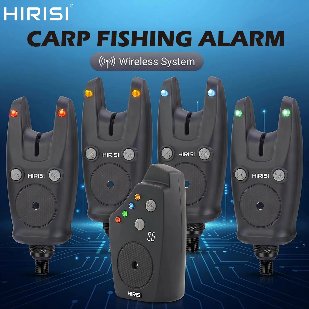 Hirisi S5 Waterproof Carp Fishing Bite Alarm Set High Sensitive LED Bite Indicator Terminal Fishing Angling Accessories