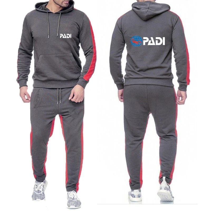 2024 Classic Men Scuba Driver Padi Solid Color Hooded Sweatshirts Jogger Pants High Quality Daily Casual Sports Hoodie Suit