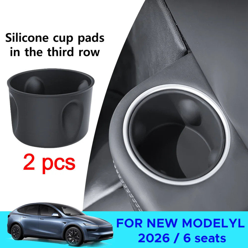 

Silicone Side Cup Holder Pad Fits Tesla Model Y L 6 Seater 2026 3rd Row Seat Water Box Anti-vibration Interior Accessories