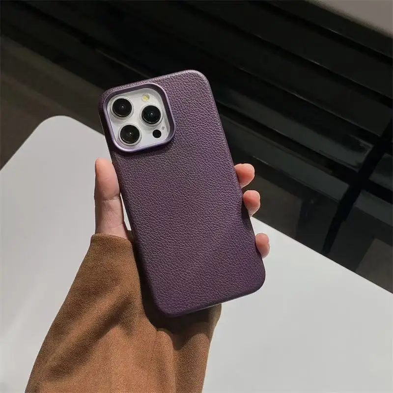 For Magsafe Lychee Texture PU Leather Case For iPhone 17 15 14 16 Pro Max 13 Magnetic Wireless Charging  Back Cover Phone Case view 4