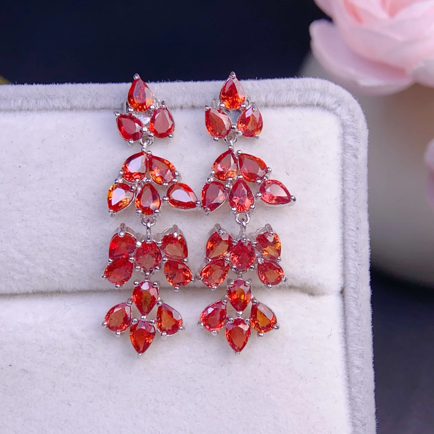 

Прецизионный набор из серебра 925 пробы, серьги с натуральным розовым и красным сапфиром, лупа 3x4 мм, чистые драгоценные камни с сертификацией