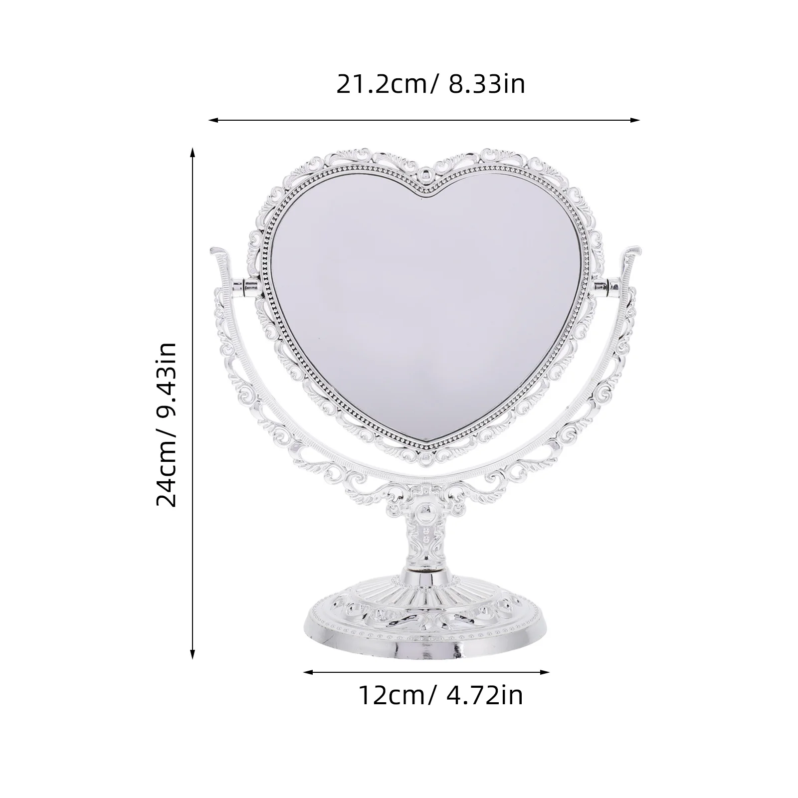 مرآة مكياج لطيفة على شكل قلب بتصميم عتيق انعكاس عالي الوضوح مثالي لديكور طاولة غرفة النوم #4