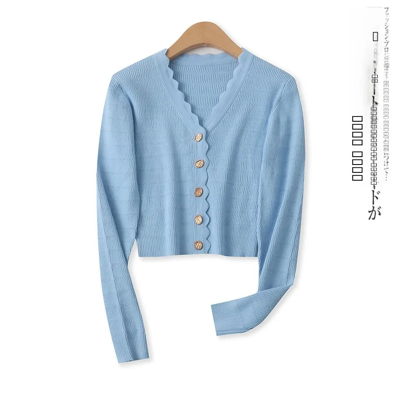 

Весенний новый женский свитер Faion Slim Fit ort Sve, вязаный свитер с кружевным воротником, длинный открытый кардиган на одной пуговице