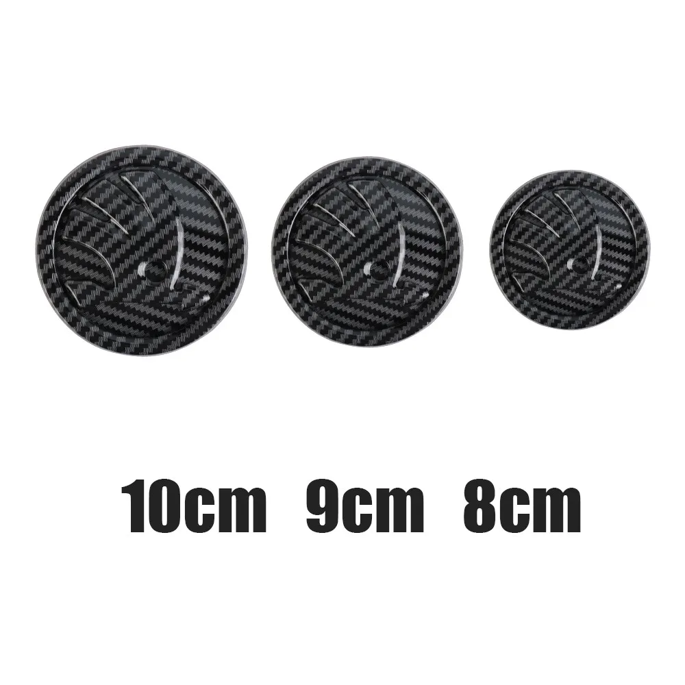 8/9/10cm Carbon Fiber Car Front Hood Bonnet Trunk Badge Decals For Skoda S Yeti Octavia a7 a5 Fabia Kodiaq Rapid Karoq Superb 2