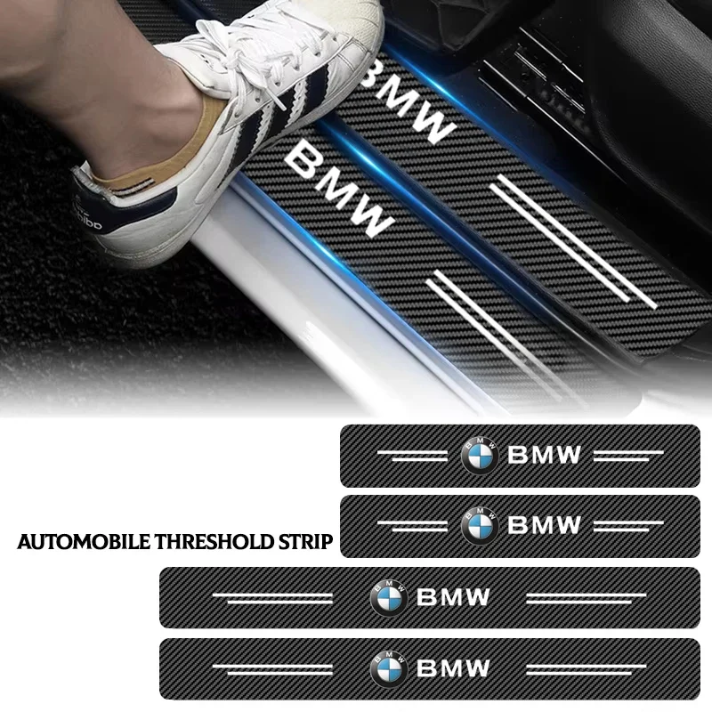 4PCS Carbon Fiber Car Door Sill Threshold Protector Stickers Anti Scratch for BMW 3 5 7 Series E46 E90 Z4 X1 X2 X3 X4 X5 X6 X7