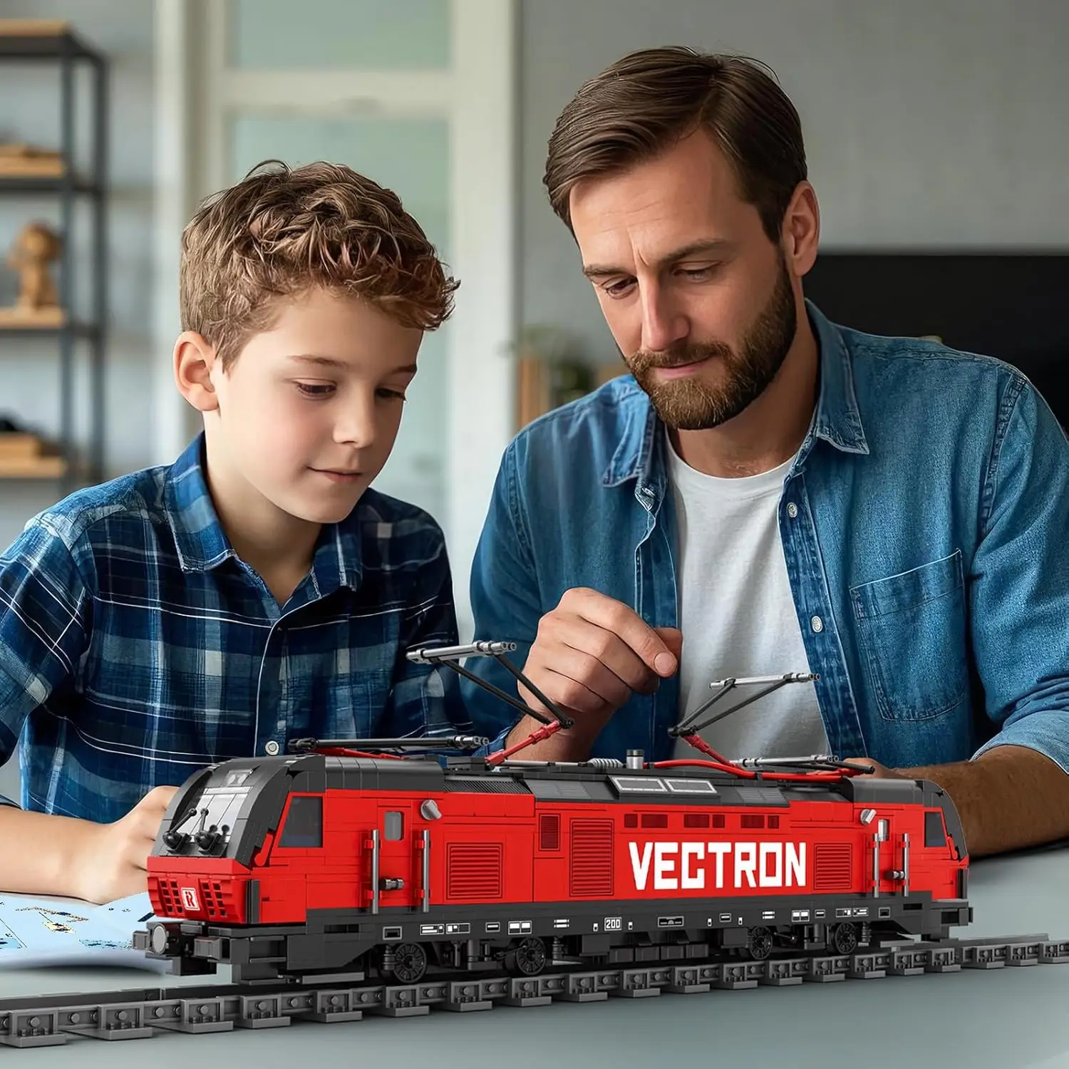 Kit di blocchi di costruzione del treno con base, set di treni MOC City, camion elettrico classico Vectron 66019, modello per amanti delle auto per adulti, regalo I