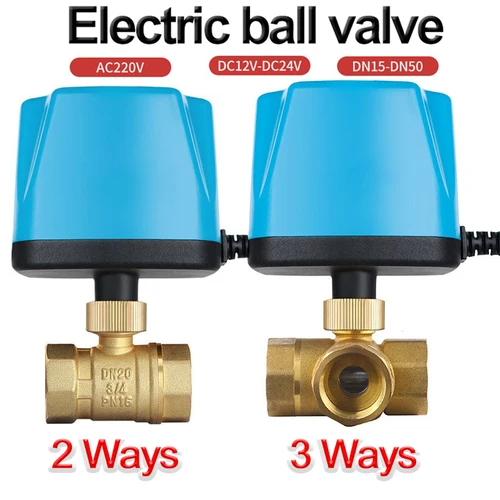 Válvula de bola motorizada normalmente cerrada 220V 12V-24V válvula solenoide eléctrica de latón de 3 cables y 2 controles DN15 DN20 DN25 DN32 DN40 DN50