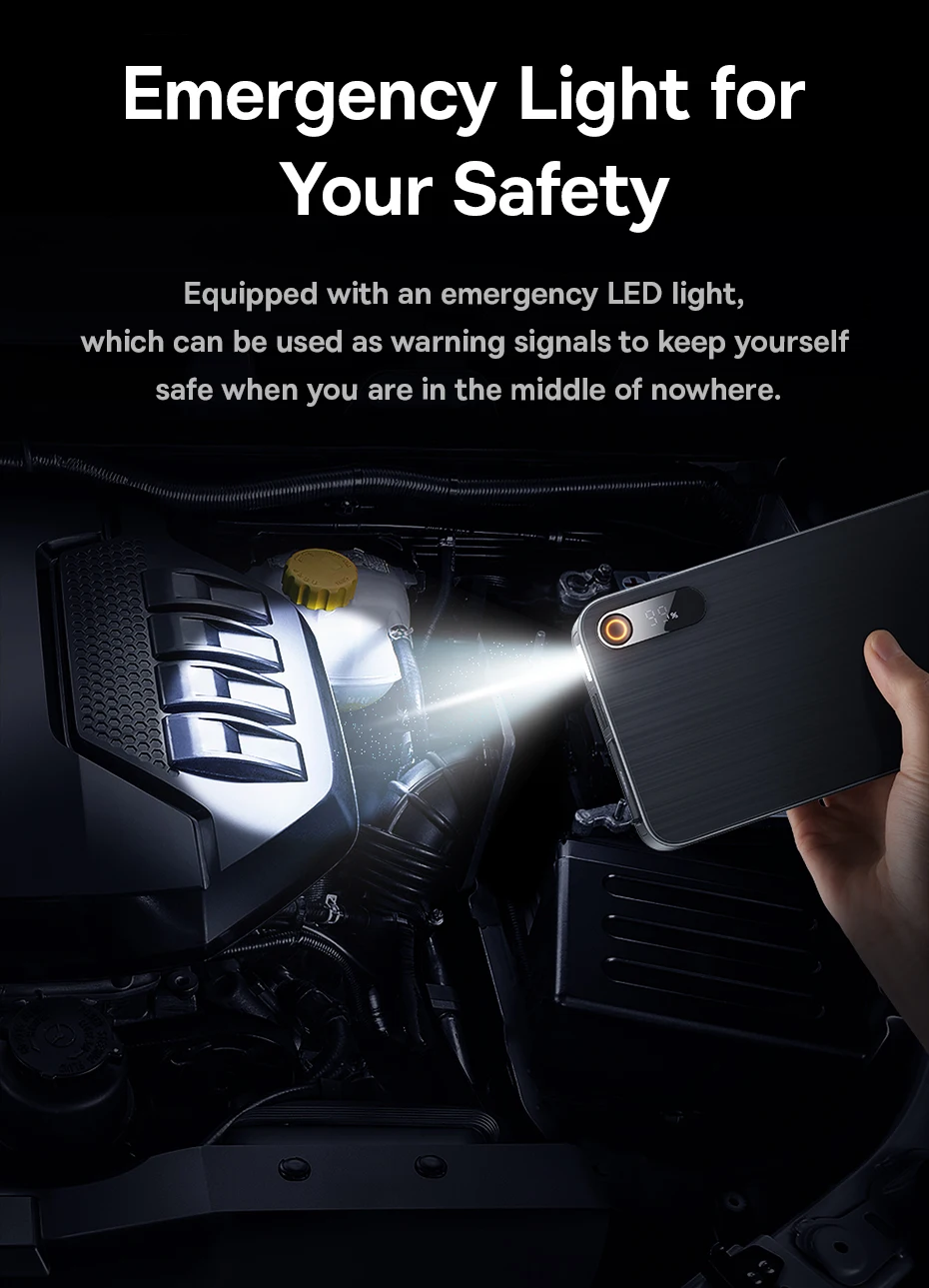 Baseus 1200A Auto Starthilfe Power Bank 12000 mAh Auto Batterie Booster für Diesel Benzin Auto Notstartgerät – Detail 12