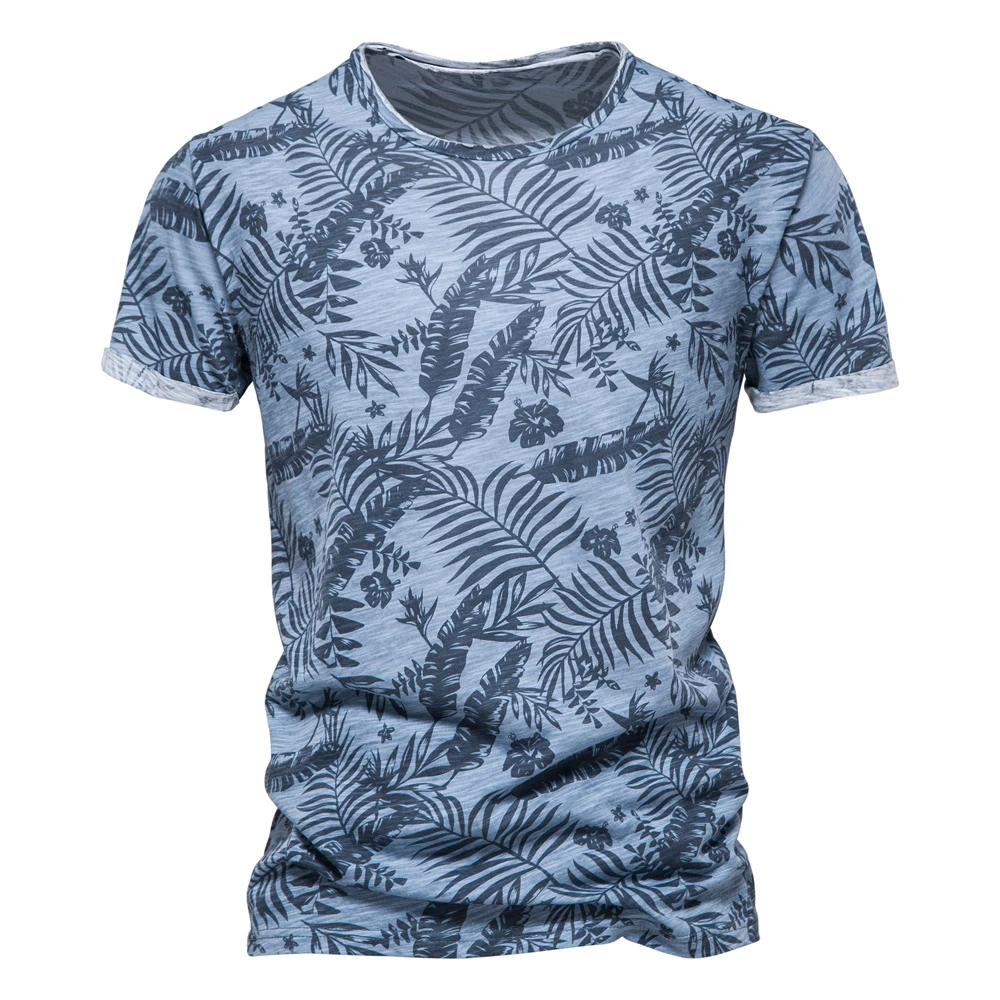 Men\'s T Shirts Short Sleeve Hawaiian Style Casual Leaves 3D Printed Summer Quick Dry Breathable Crew Neck Top T Shirts