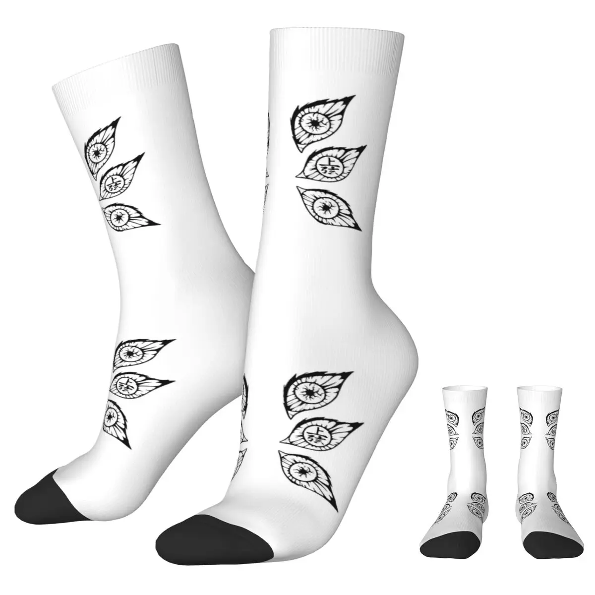 Demons Kokushibo Socks Men's Women's Casual Slayers K-Kimetsu Anime Socks Hip Hop Spring Summer Autumn Winter Middle Tube Socks