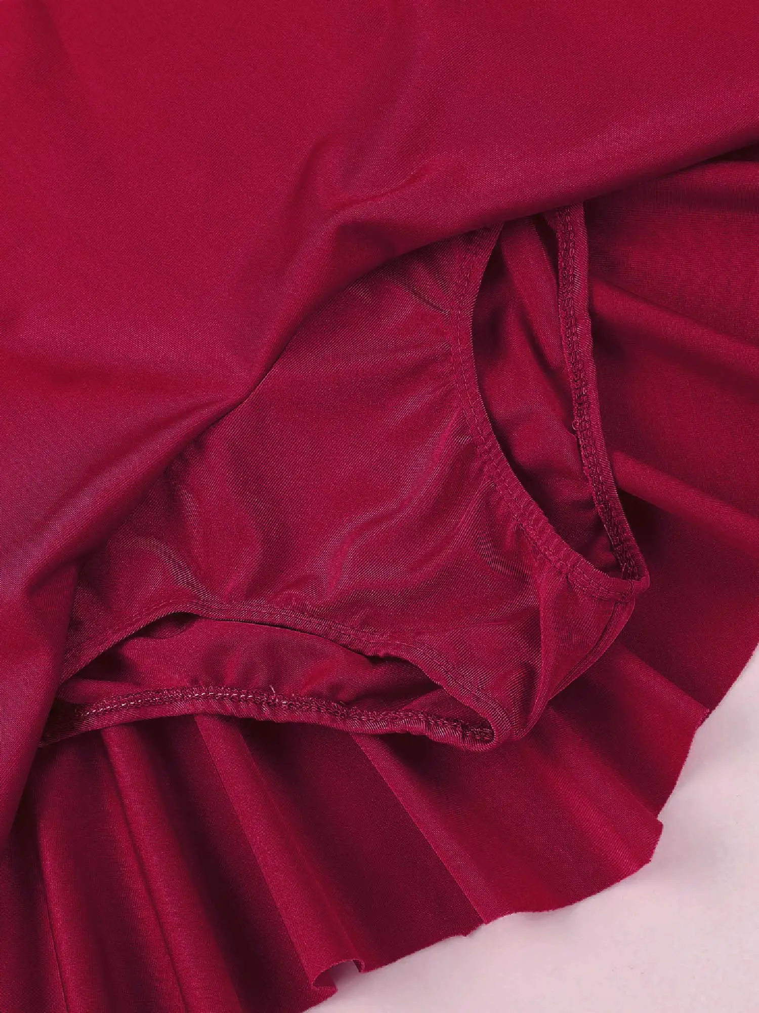 Kids Girls Figure Ice Skating Roller Skating Ballet Dance Leotard Dress Long Sleeves Mock Neck Tulle Splice Cutouts Back Dress - Image 5