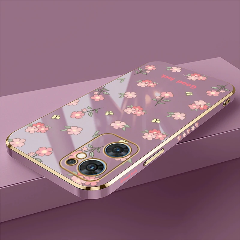 Soft Silicone Case For OPPO K10X K 10X Fashion Flower Cases For OPPO K9 K3 K10X R17 Pro Plating Shockproof Back Cover