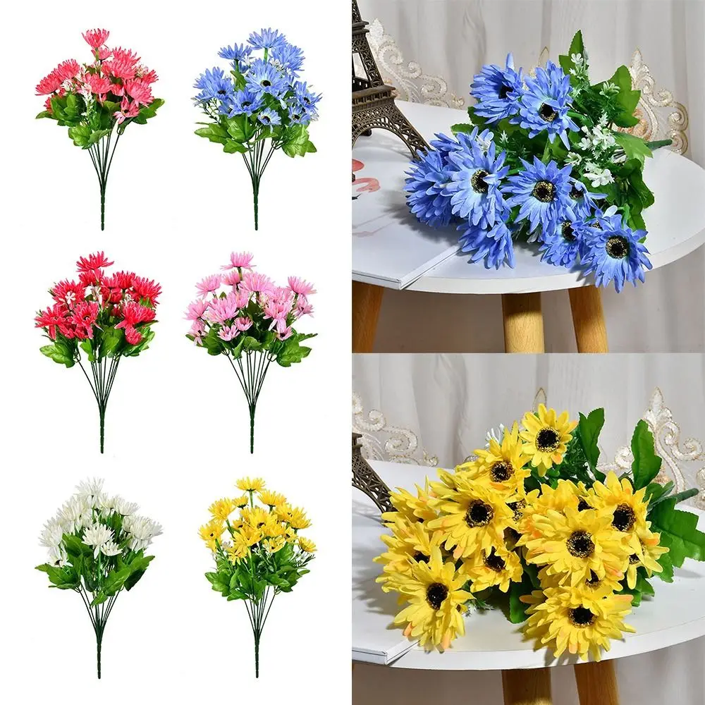 Multicolor Artificial Flowers Bunch DIY Accessories Simulation Gerbera Silk Plastic Photo Props Fake Daisy Home Decoration