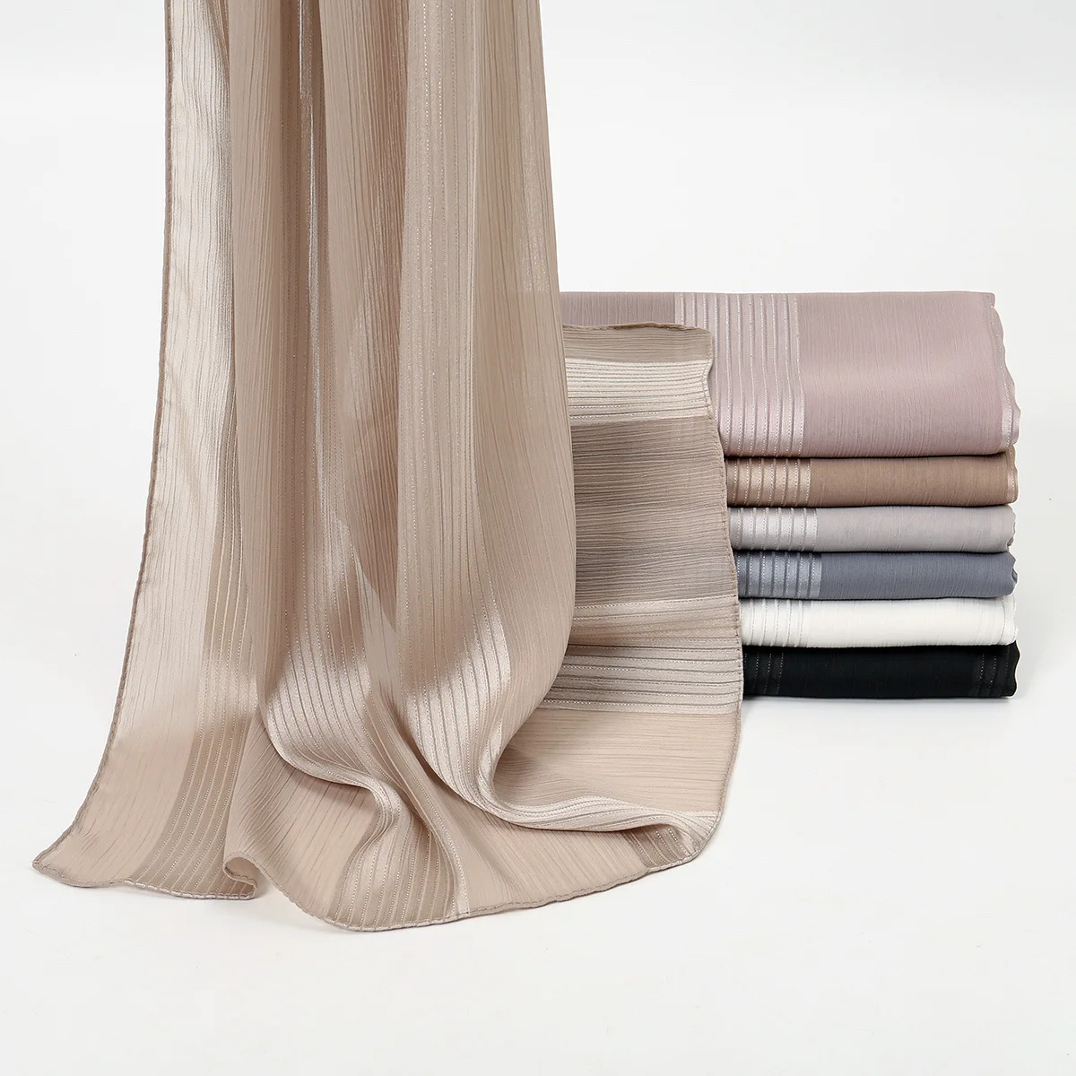 فقاعة اللؤلؤ الشيفون والأوشحة للنساء مسلم الحجاب الشالات الإسلامية دبي وشاح طويل شال التفاف عمامة عصابات عقال Bufanda #6