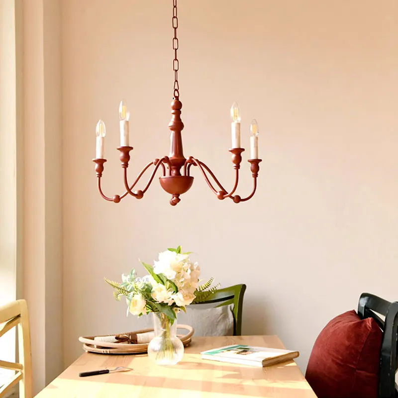 5 Heads French Retro Living Room Lamp Creative Art E14 Ancient American Villa Staircase Restaurant Nordic Bedroom Chandelier