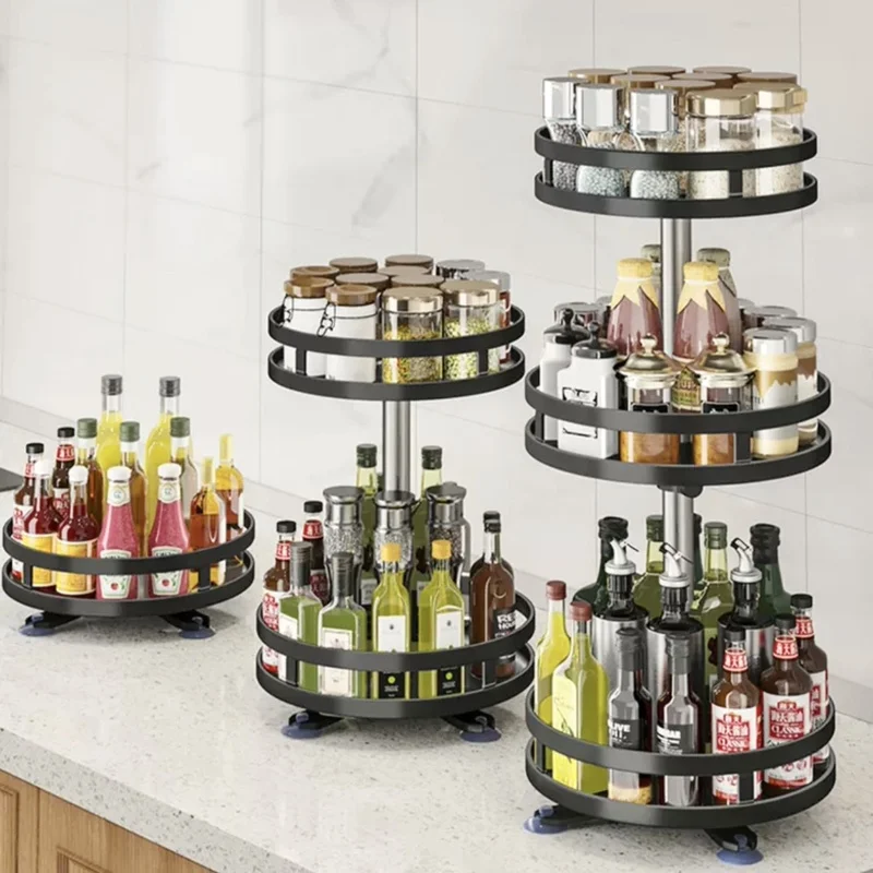 360°Rotation Spice Rack Organizer Kitchen Storage Spice Racks Multi-Layer Rotating Seasoning Organizers Kitchenware Holder