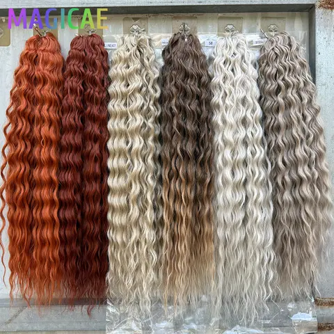 Magicae 3 pièces 24 pouces 300 grammes Ariel tresses torsadées en eau profonde Crochet cheveux bouclés Orange marron6 #   Blond 613 Blanc Gris 58 #   Paquets