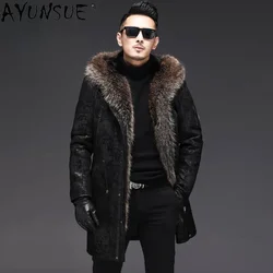AYUNSUE Genuine Leather Jacket Men Winter Jackets for Men Mink Fur Liner Detachable Warm Parkas Sheepskin Coats Chaquetas SGG708