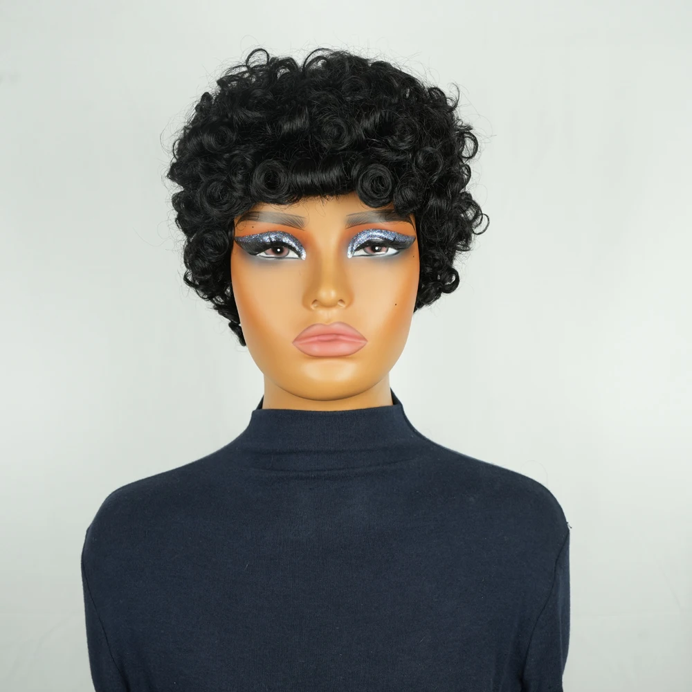 Black Curly Pixie C… - image