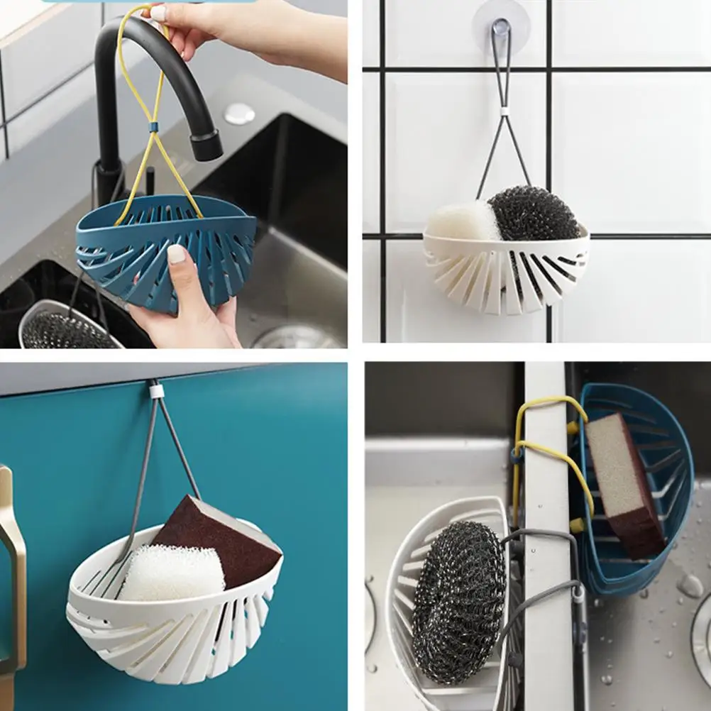 2Pcs Sponge Basket Plastic Soap Liquid Drainer Kitchen Sink Hanging Soap Liquid Drainer Storage Rack Drying Holder