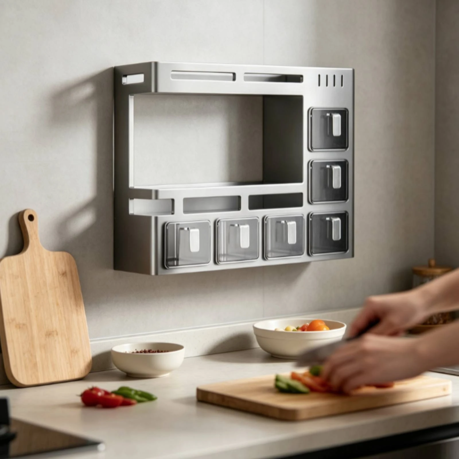 Wall Mounted Seasoning Rack Rectangular Wall Seasoning Rack Long-Lasting Easy to Install for Kitchen, Rental Kitchens