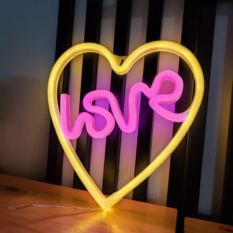 LOVE Neon Signs LED Lights, Atmosphere Wall Lamp, USB or Battery Powered Lightiing for Birthday, Party, Confession, Lover Decor